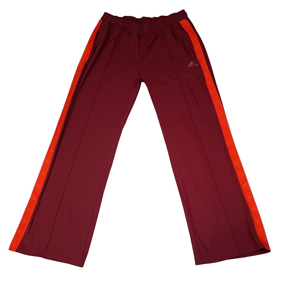 adidas Maroon Track Pants with Orange Side Panels